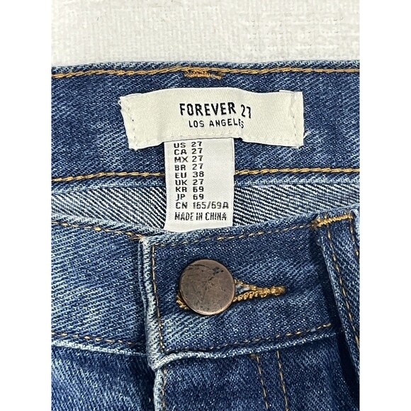 Forever 21 Denim Shorts Size 27 Button Up Blue Jeans Pockets Belt Loops - Picture 3 of 3